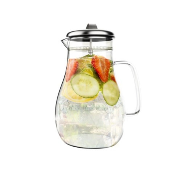 Hastings Home Glass Pitcher, 64-ounce Carafe with Stainless Steel Filter Lid with Heat Resistant to 300F 189789AVW